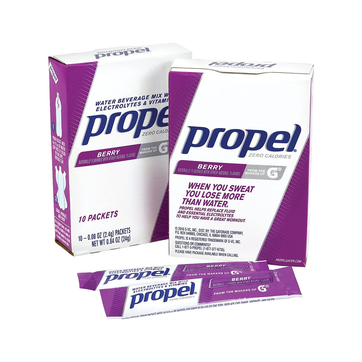 Propel Berry Powder Mix, 0.08 oz, 10 Count (Pack of 6) | Electrolyte Hydration, Zero Sugar