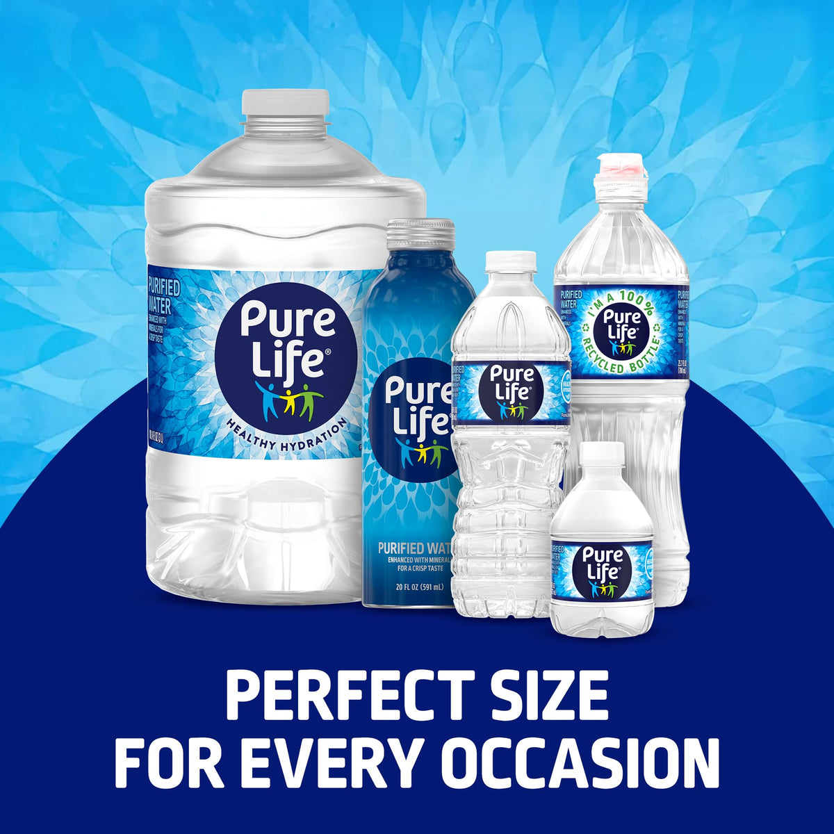 Pure Life Purified Water — 18-Pack, 20 fl oz Aluminum Bottles with Mineral-Enhanced Crisp Taste