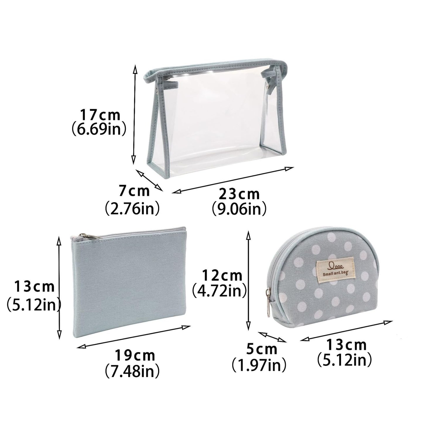 Qikuver Clear Makeup Bag Set, 3 Pack Makeup Toiletry Bags for Women, Portable Travel Cosmetic Bags Purse Bags Zipper Storage Pouches for Home Travel Accessories (Red)