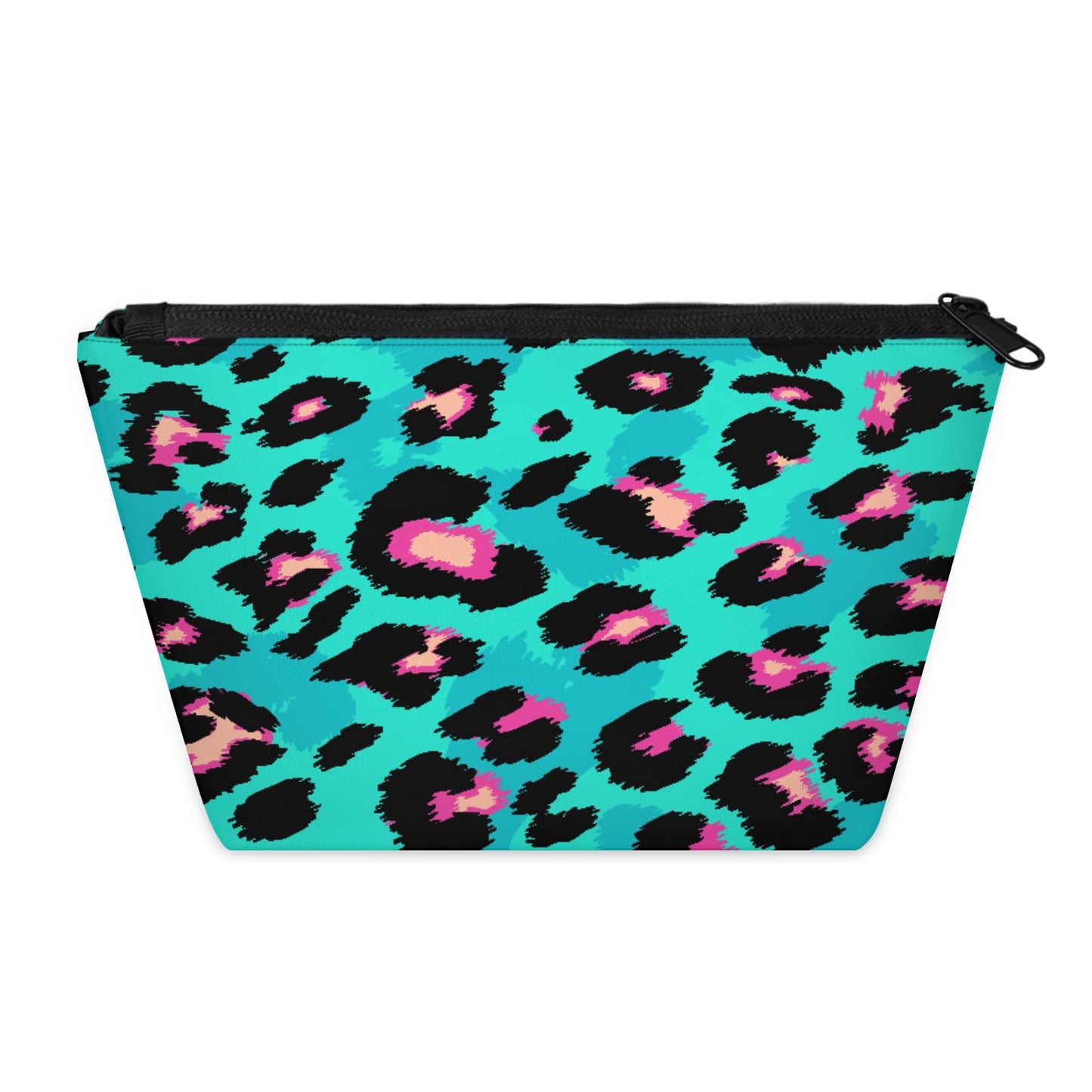 QsirBC Waterproof Makeup Bag Travel Cosmetic Pouch Multi Functional Organizer for Women Travel Gym Camping Gifts Leopard Jade Green