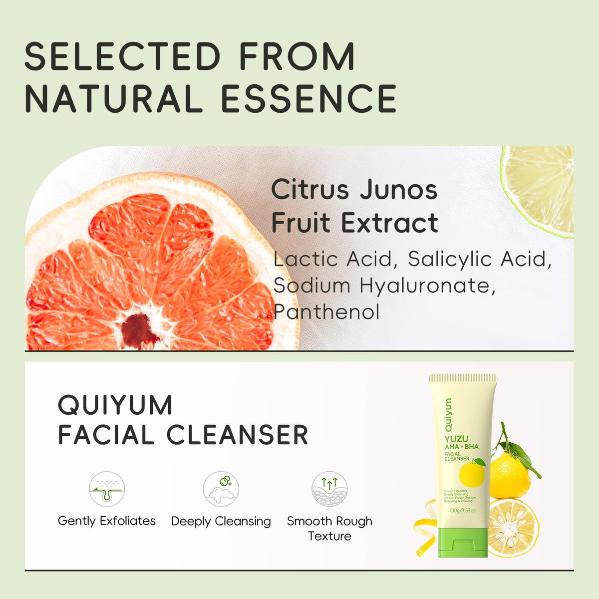 QUIYUM Fruit Skin Care Set, 5 Daily Skincare Routine for Women Teen Girl