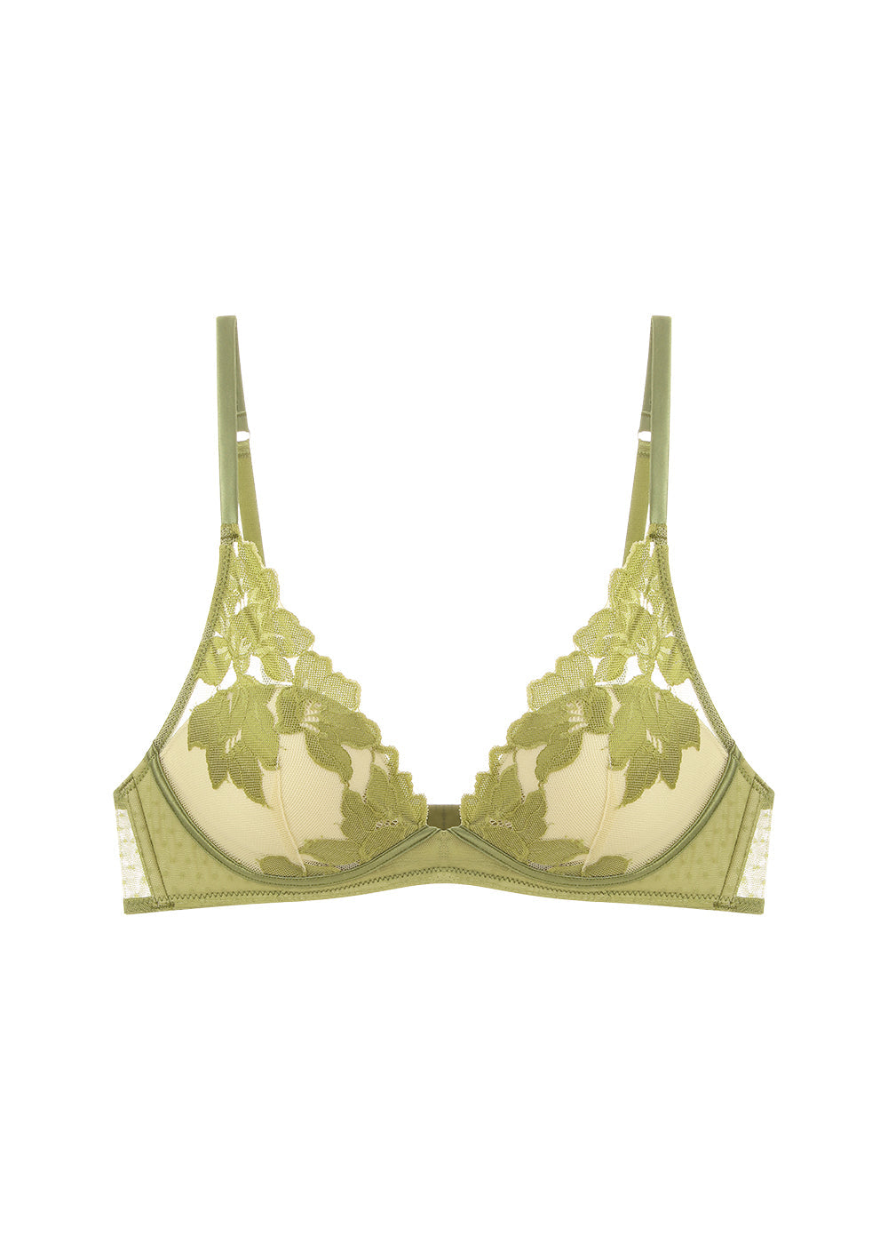 RACHEL Plus Green Lace Push-Up  Molded Cup Plunge Bra
