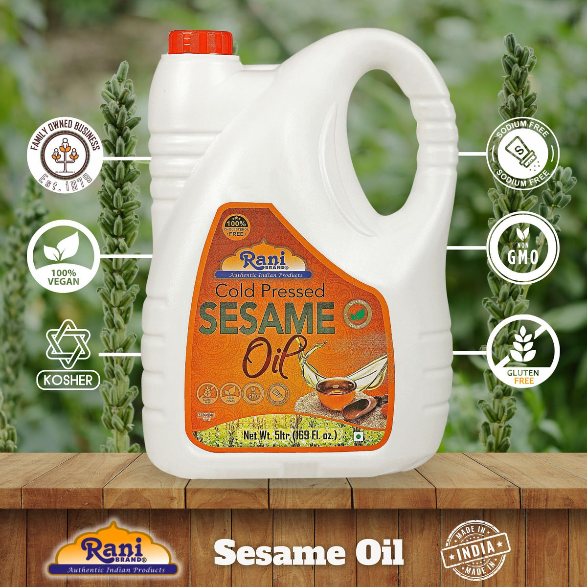 Rani Sesame Oil 169 Ounce (5 Liter) Cold Pressed – 100% Natural, Non-GMO, Vegan, Gluten Free