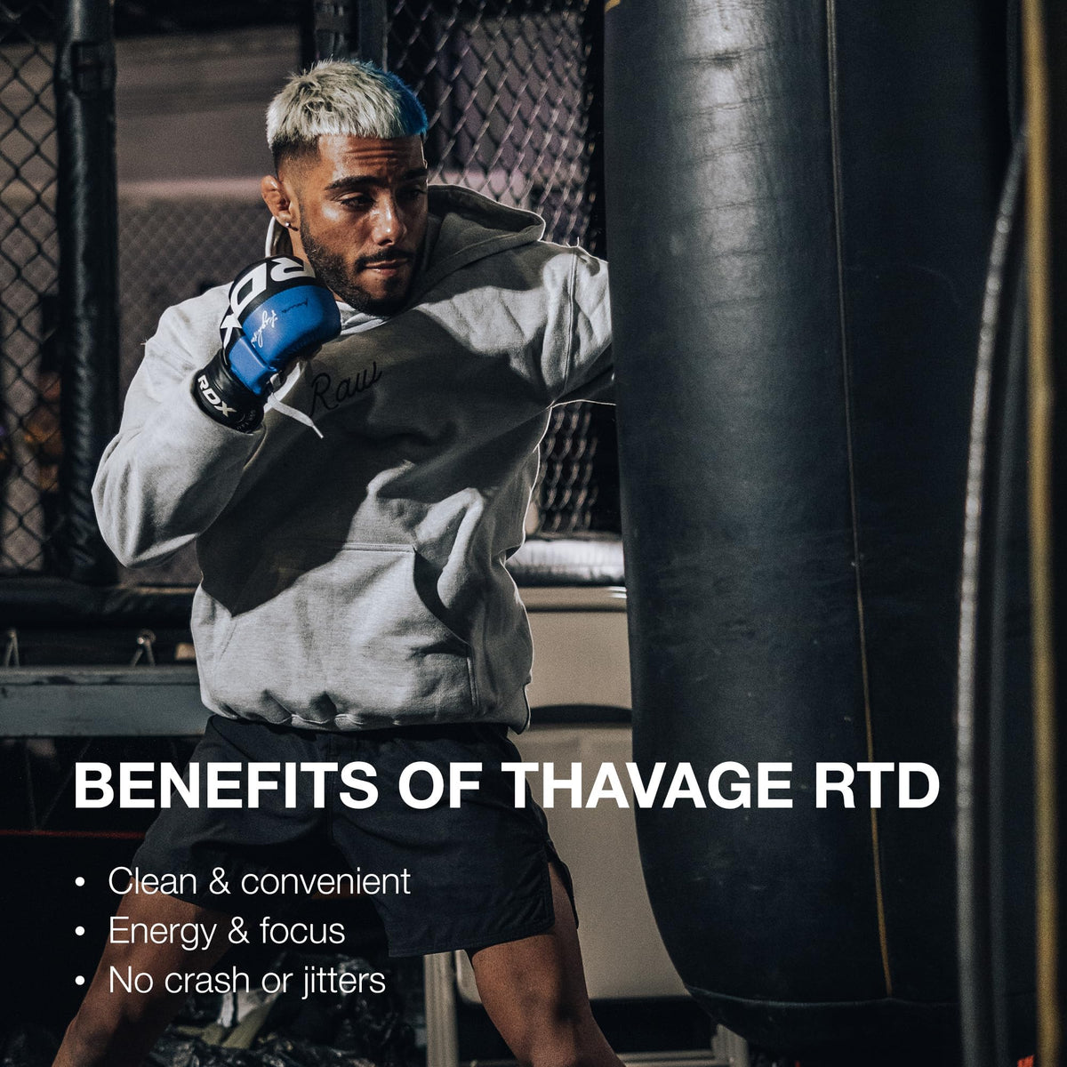RAW Ready to Drink Pre-Workout – BUM Thavage RTD Shake, Zero Sugar, 12 Pack, Strawberry Mango