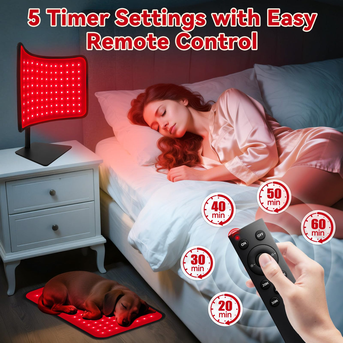 Red Light Therapy for Face & Body, 2-in-1 Red Light Panel with Belt, 660nm Red Light and 850nm Infrared Red Light Therapy Lamp, Remote Control, Adjustable Brightness & Timer for Skin Care & Relaxation