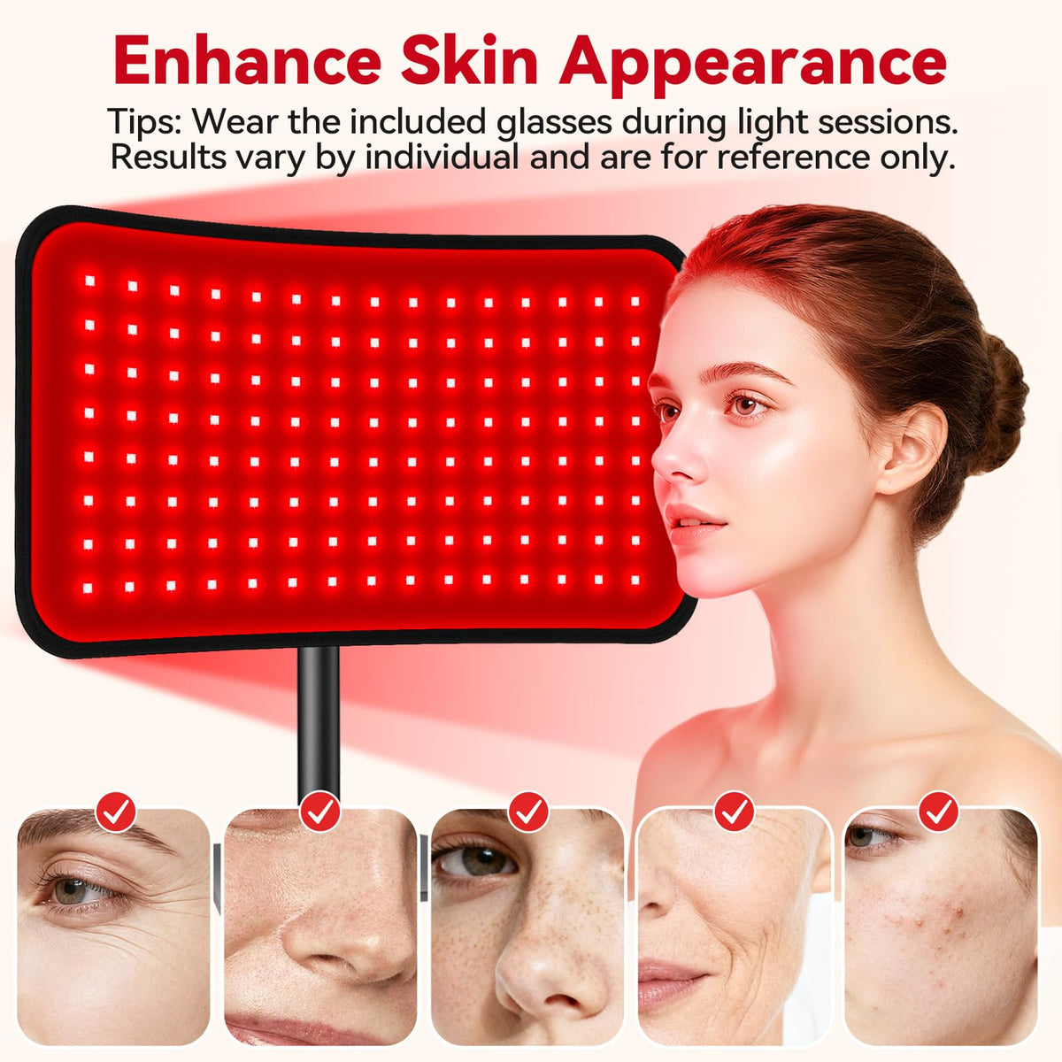 Red Light Therapy for Face & Body, 2-in-1 Red Light Panel with Belt, 660nm Red Light and 850nm Infrared Red Light Therapy Lamp, Remote Control, Adjustable Brightness & Timer for Skin Care & Relaxation