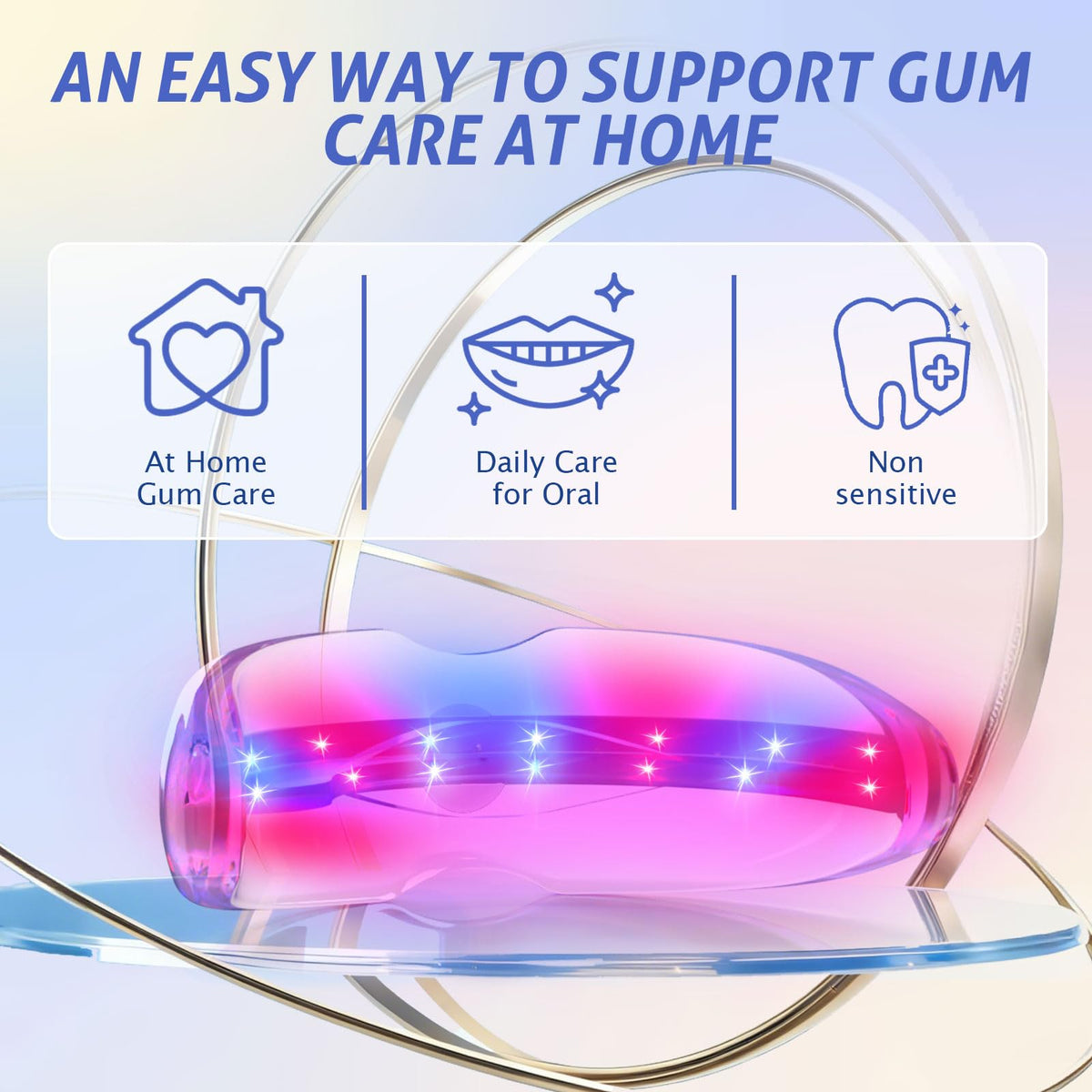 Red Light Therapy for Gums, Red & Blue LED Light Experience with 18 LEDs, Comfortable Silicone Mouthpiece, Portable Personal Oral Care for Gum Health Toothache Relief, Bleeding Gums