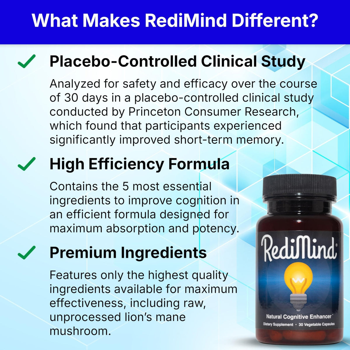RediMind Natural Cognitive Support and Brain Supplement, Vegan, Gluten-Free