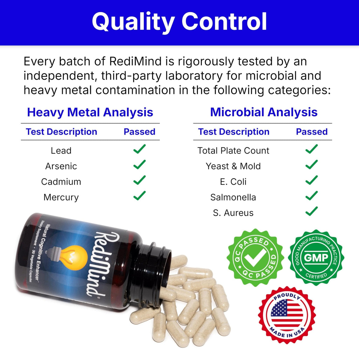 RediMind Natural Cognitive Support and Brain Supplement, Vegan, Gluten-Free