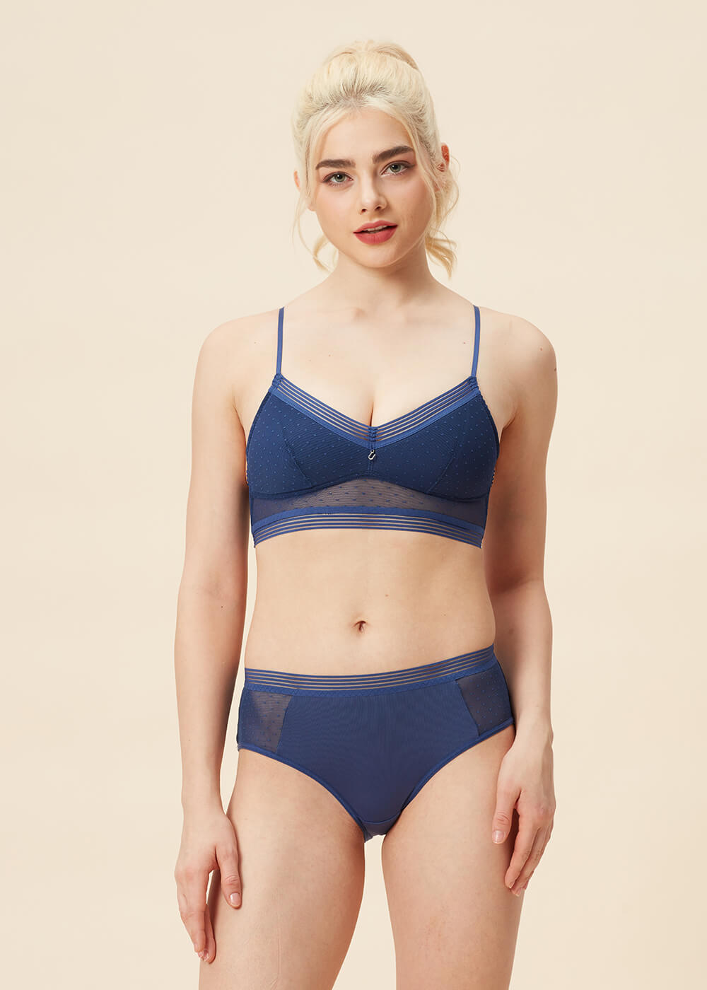 REESE Blue Dotted Mesh Casual Boyshort