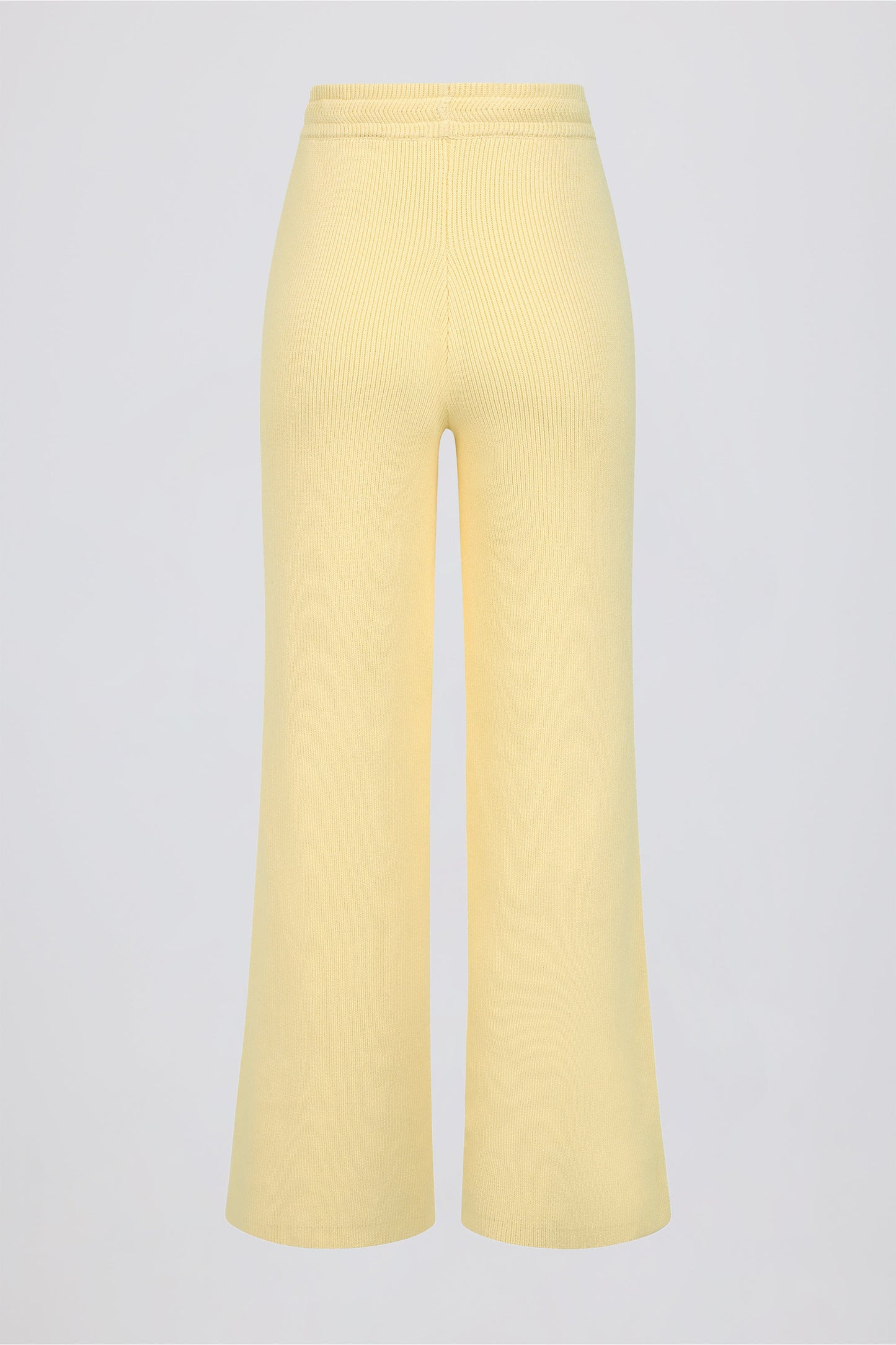 Ribbed Knit Wide-Leg Joggers in Lemon