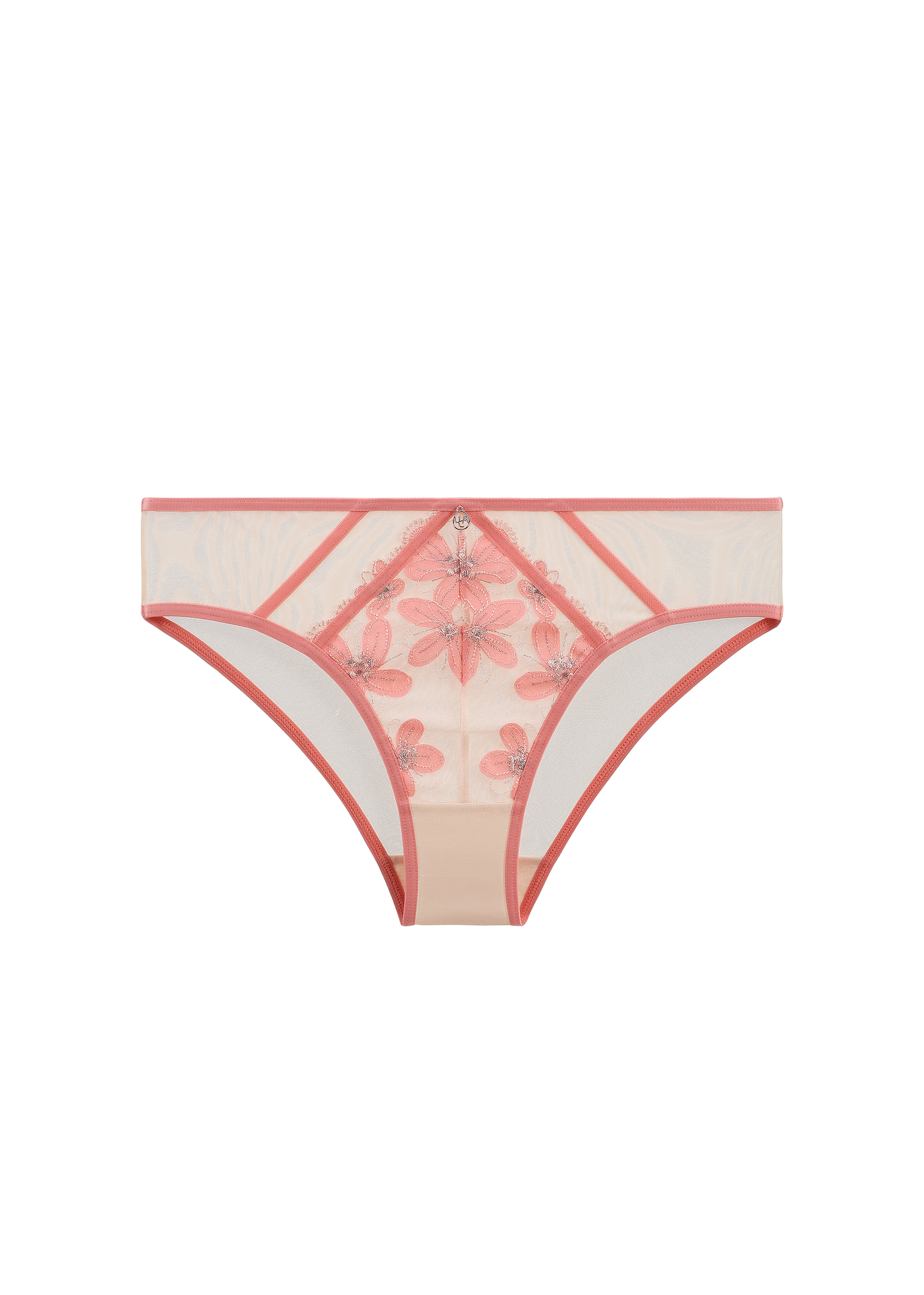 RILEY Plus Sexy Pink Floral Embroidery Lace Brief Panties