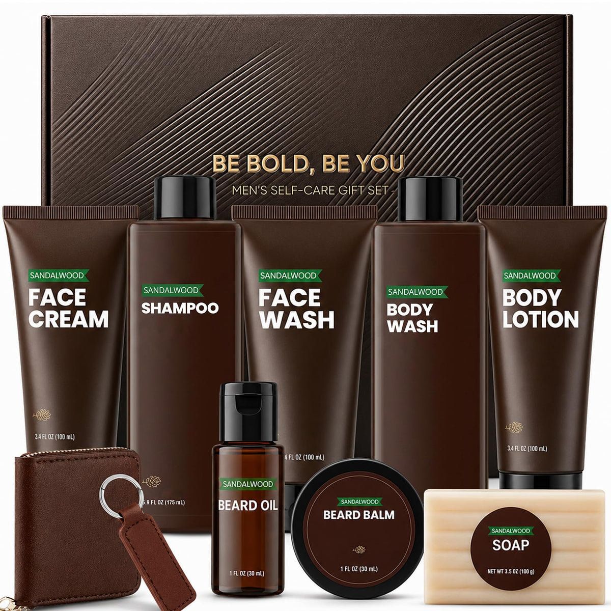 Rinse & Robust Gifts for Men 10Pcs Gift baskets for Men, Sandalwood Bath and Body Works Men Gifts for Birthday for Dad Boyfriend Husband
