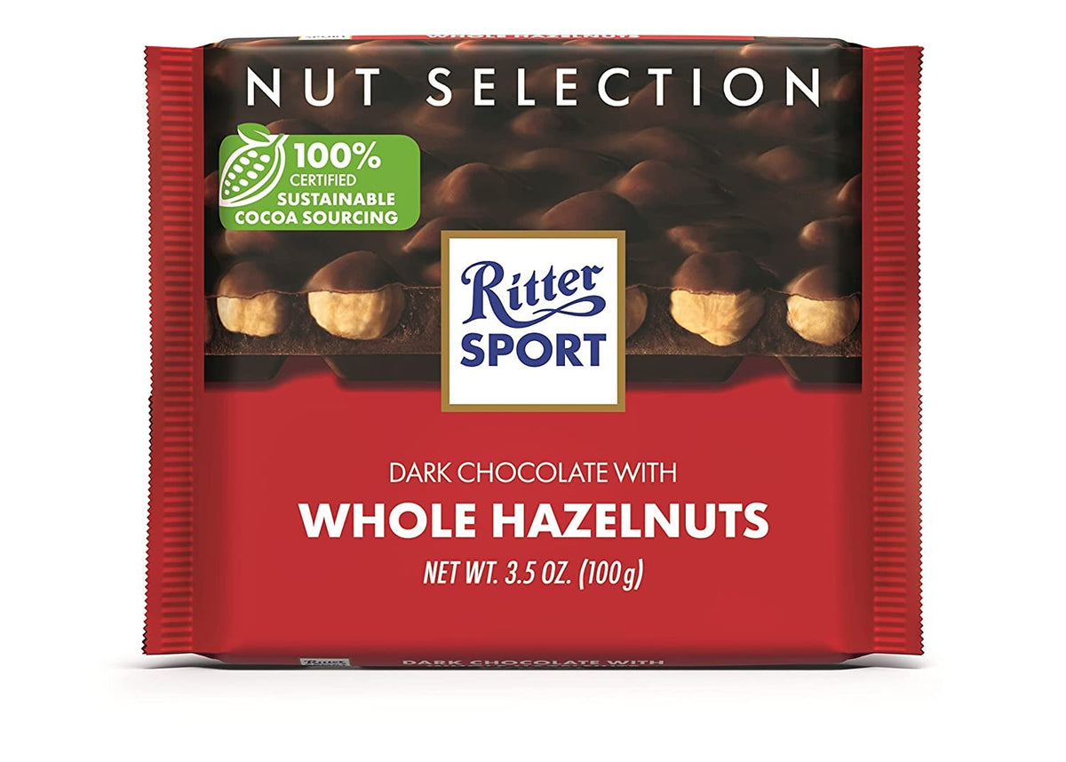 Ritter Sport Nut Class Dark with Whole Hazelnuts – 3.5 oz Bars (10-Pack) Gift