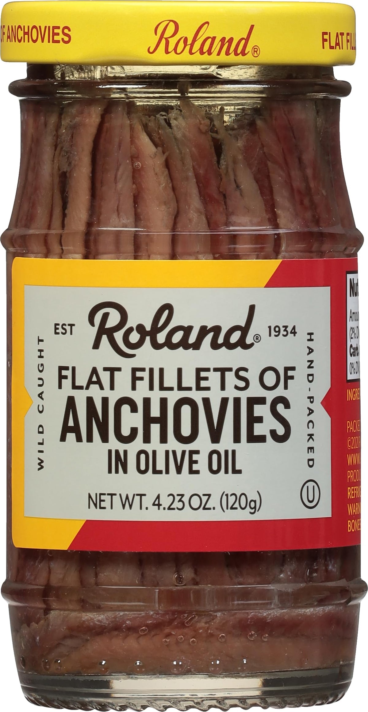 Roland Foods Flat Fillets of Anchovies in Olive Oil — 4.23 oz Jar (Pack of 6)