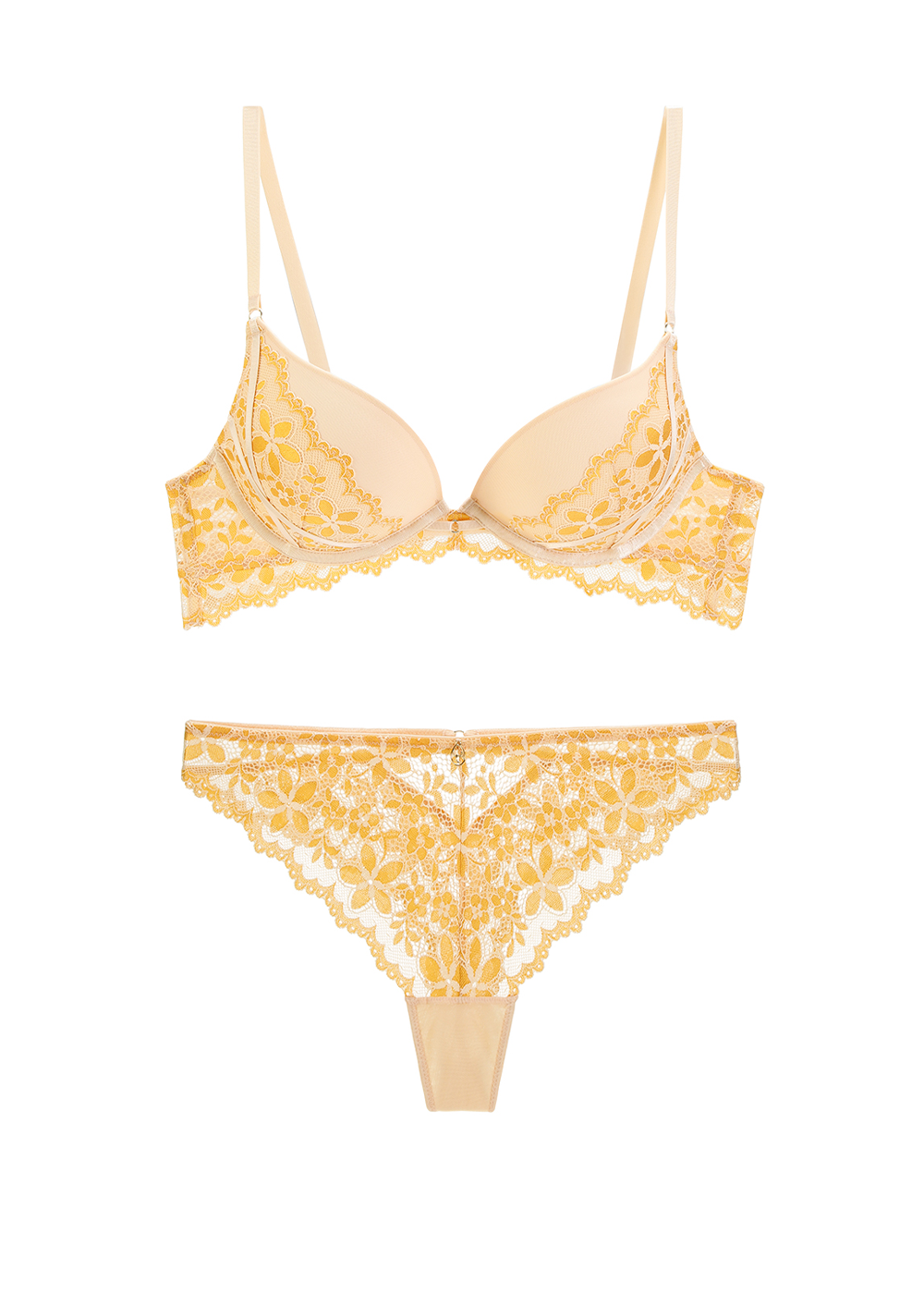 ROSALIE Yellow Lace Bra & Plus Panty Set