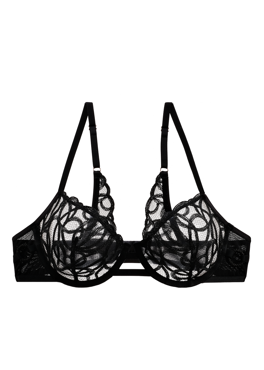 RUBY Plus Sexy Unlined Black Lace Underwired Demi Bra