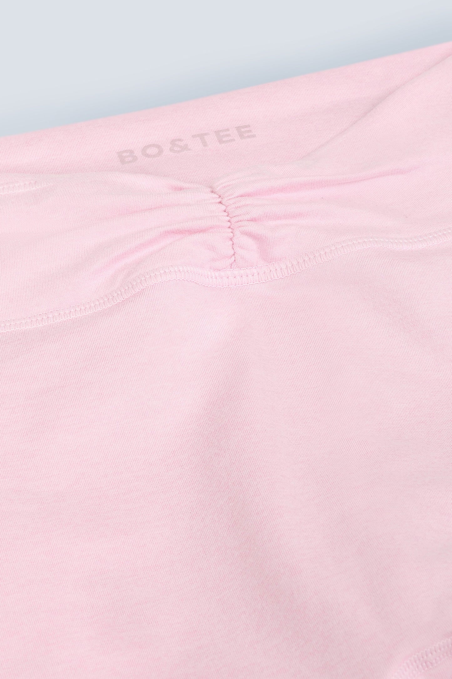 Brushed Jersey Ruched Flared Trousers in Pale Pink Marl