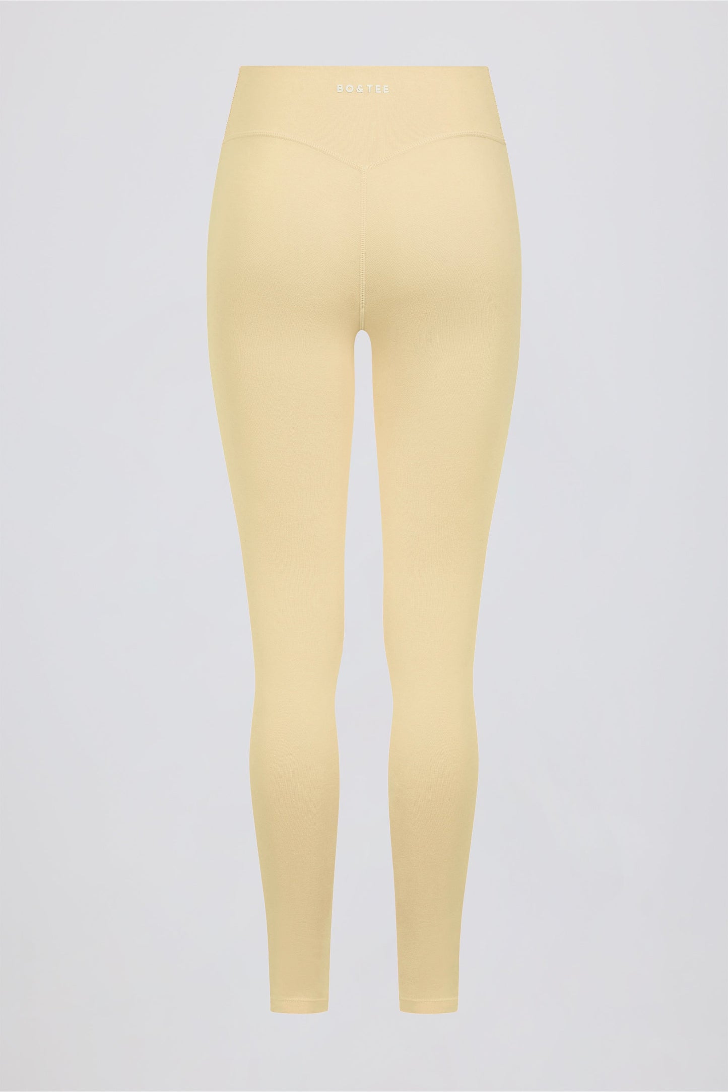 Brushed Jersey Ruched Mid-Rise Leggings in Lemon Marl
