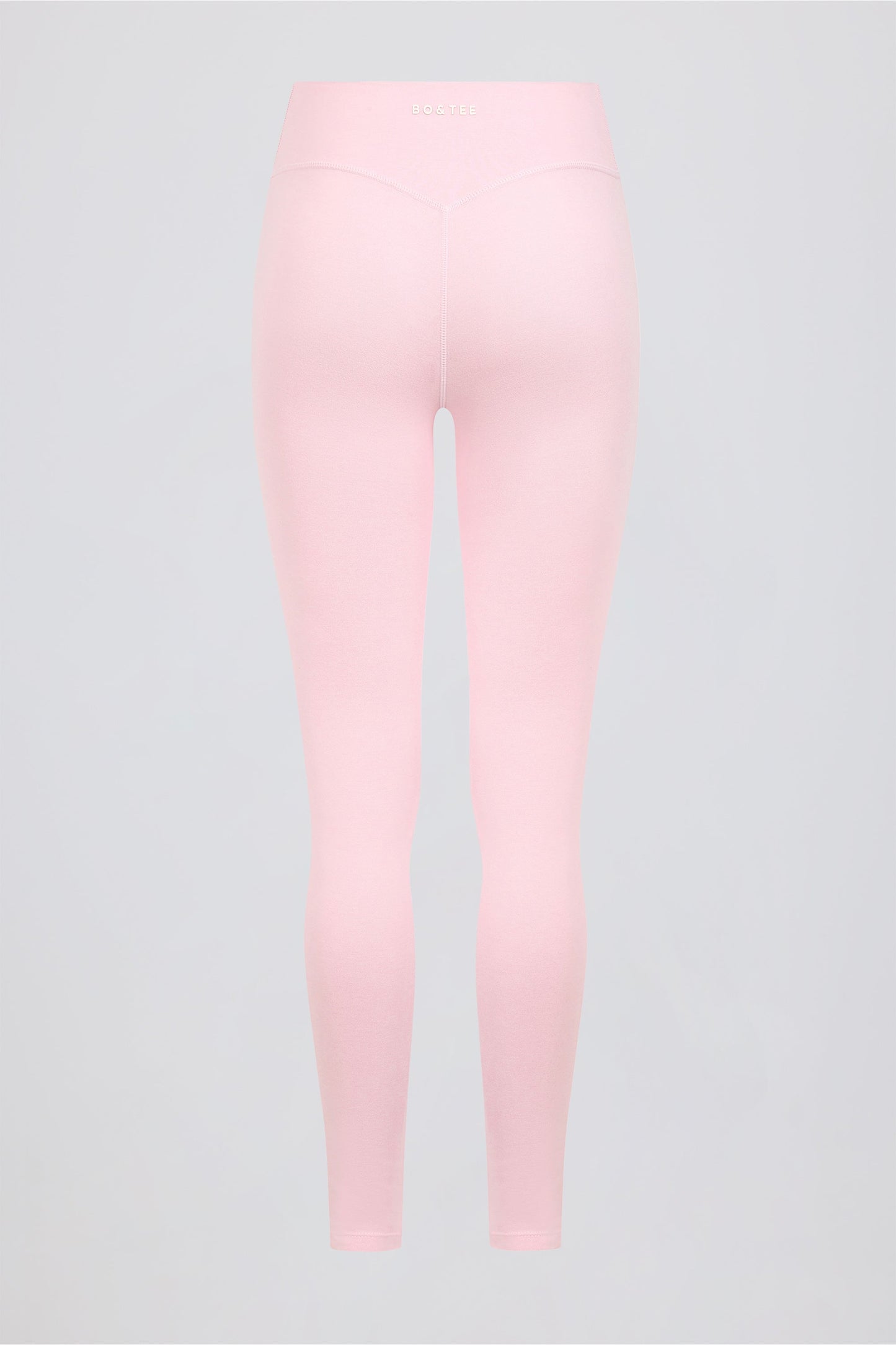 Brushed Jersey Ruched Mid-Rise Leggings in Pale Pink Marl