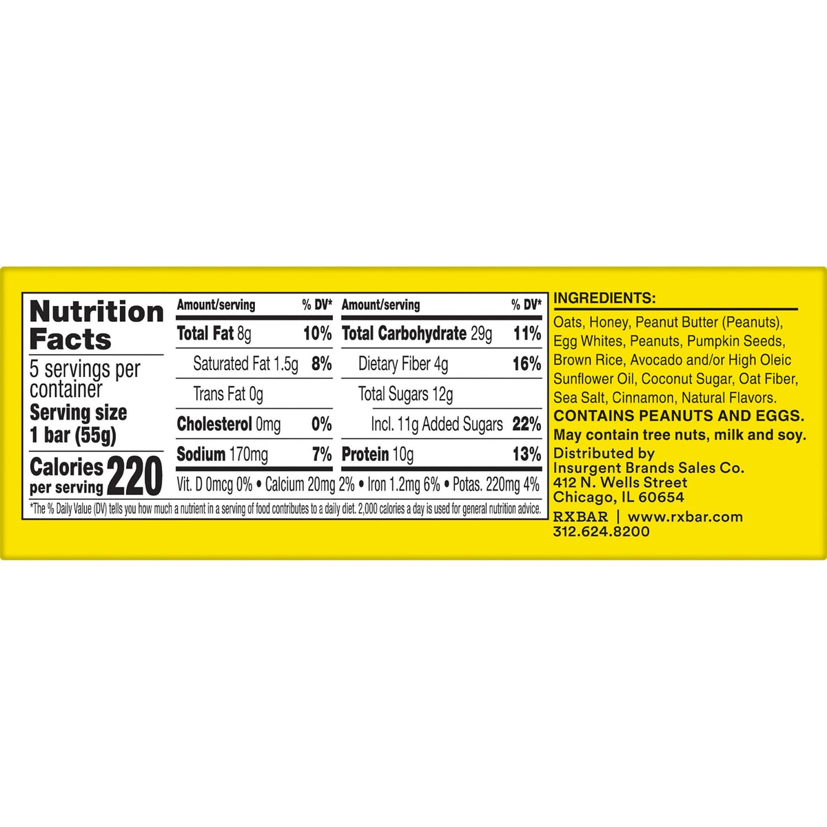 RXBAR Nut Butter and Oat Protein Bars – Honey Cinnamon Peanut Butter (6 Boxes, 30 Bars) | 10g Protein | Gluten Free