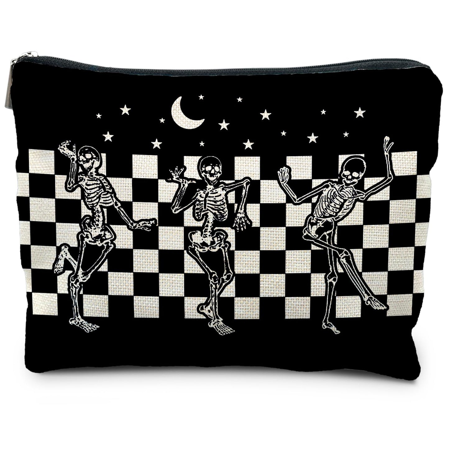 RYYCDOI Goth Spooky Gifts for Women, Gothic Horror Skeleton Black Makeup Bag Cosmetic Pouch