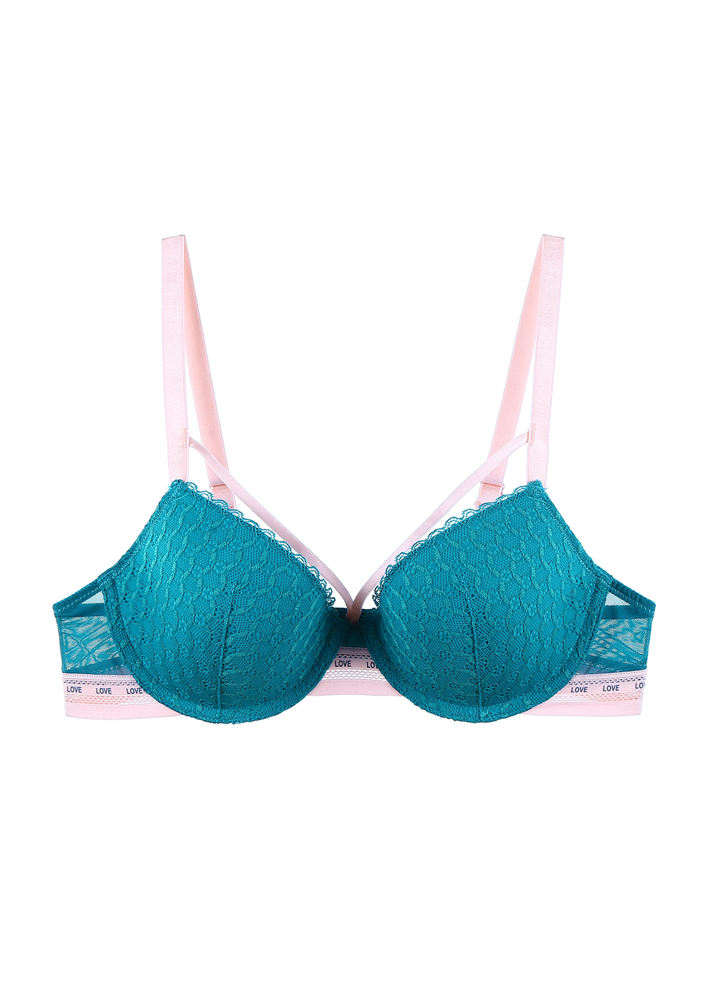 SAMANTHA Chic Lace Mesh Molded Demi Bra