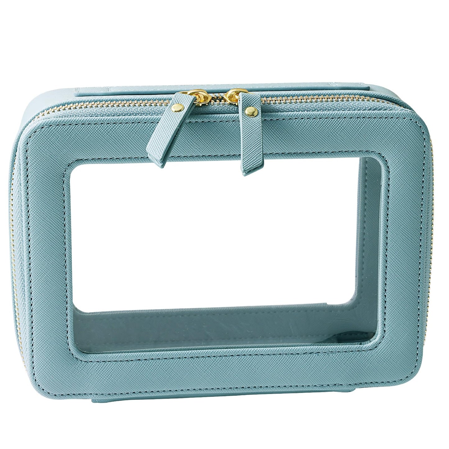 SANHECUN Toiletry bag waterproof cosmetic organizer with handle large opening for travelling (Blue)