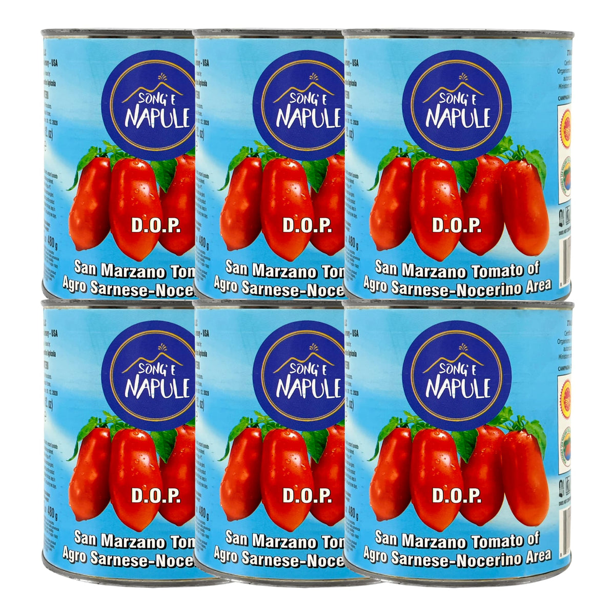 Sanniti Song' E Napule San Marzano DOP Authentic Whole Peeled Plum Tomatoes - 28 oz (Pack of 6)