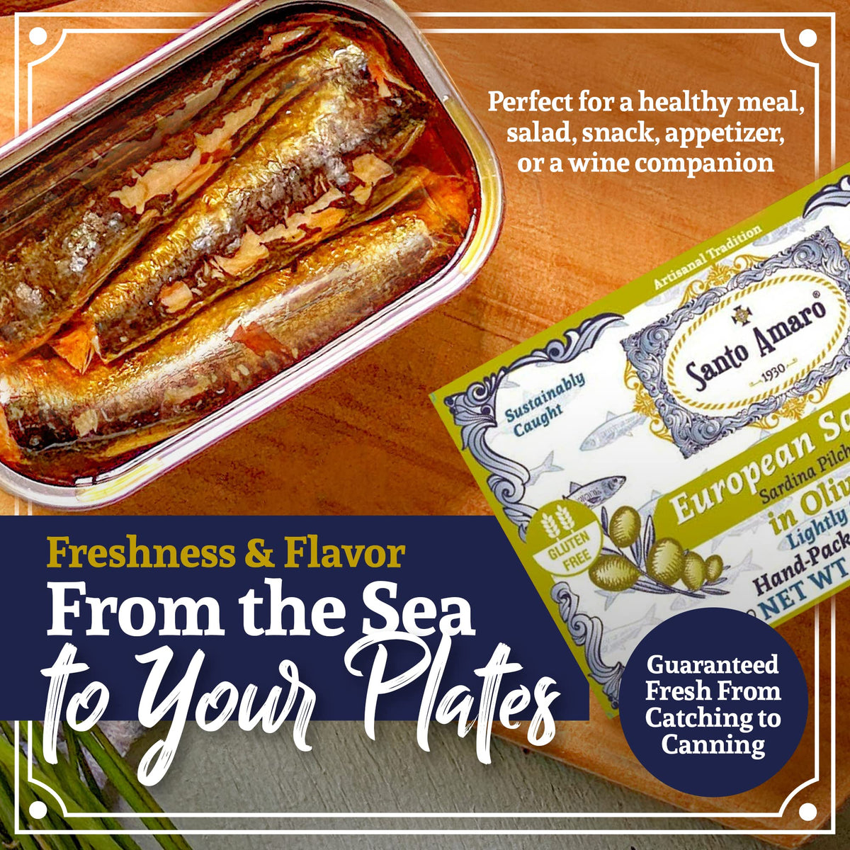 Santo Amaro Sardines in Olive Oil – Wild Caught, Hand-Packed in Portugal | Lightly Smoked, 21g Protein, Keto & Paleo