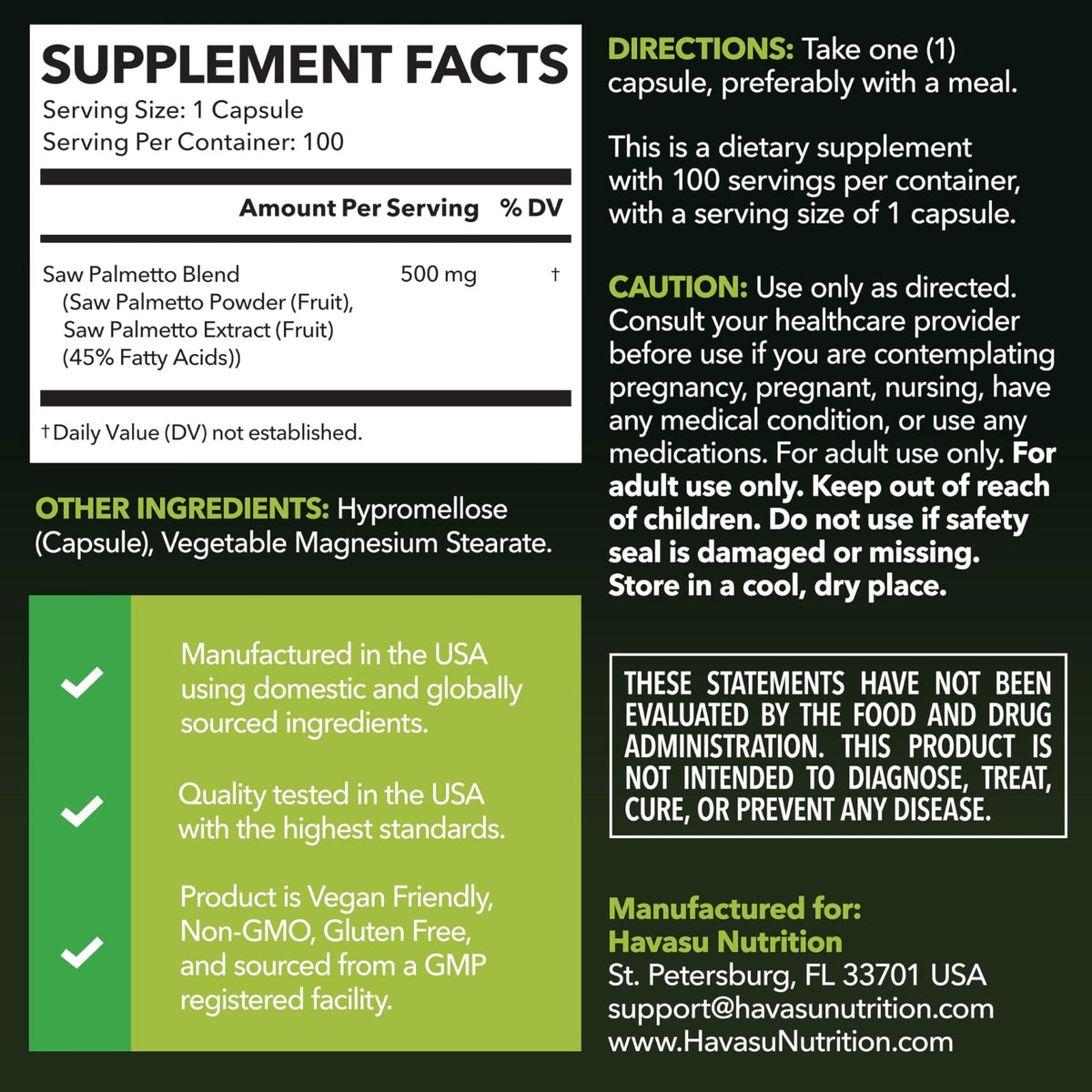 Saw Palmetto for Men Prostate Health Supplement, 500mg Per Serving