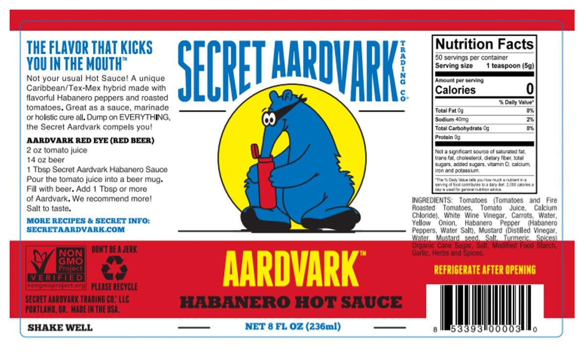 Secret Aardvark Hot Sauce Variety Pack - Smoky Chipotle, Reaper, Red Scorpion & Habanero (8 oz each) | Low Carb Gift Set