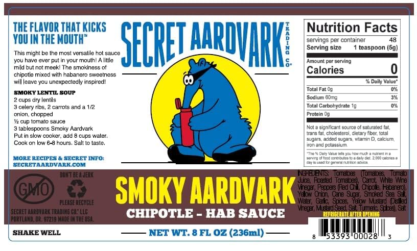 Secret Aardvark Hot Sauce Variety Pack - Smoky Chipotle, Reaper, Red Scorpion & Habanero (8 oz each) | Low Carb Gift Set