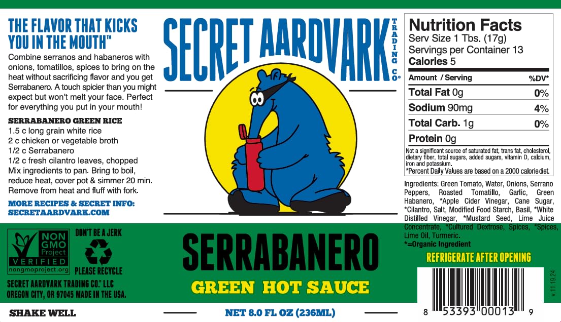 Secret Aardvark Hot Sauce Variety Pack – Smoky Chipotle, Reaper, Red Scorpion, Serrabanero & Habanero (8 oz, 5 Pack)