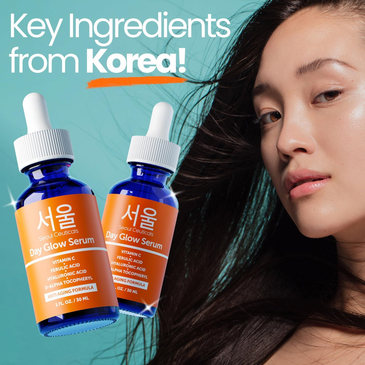 SeoulCeuticals Korean Skin Care 20% Vitamin C Serum for Face + CE Ferulic