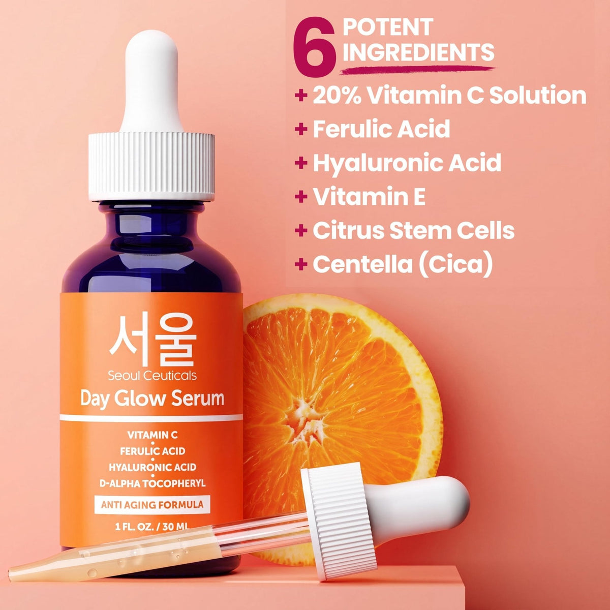 SeoulCeuticals Korean Skin Care 20% Vitamin C Serum for Face + CE Ferulic