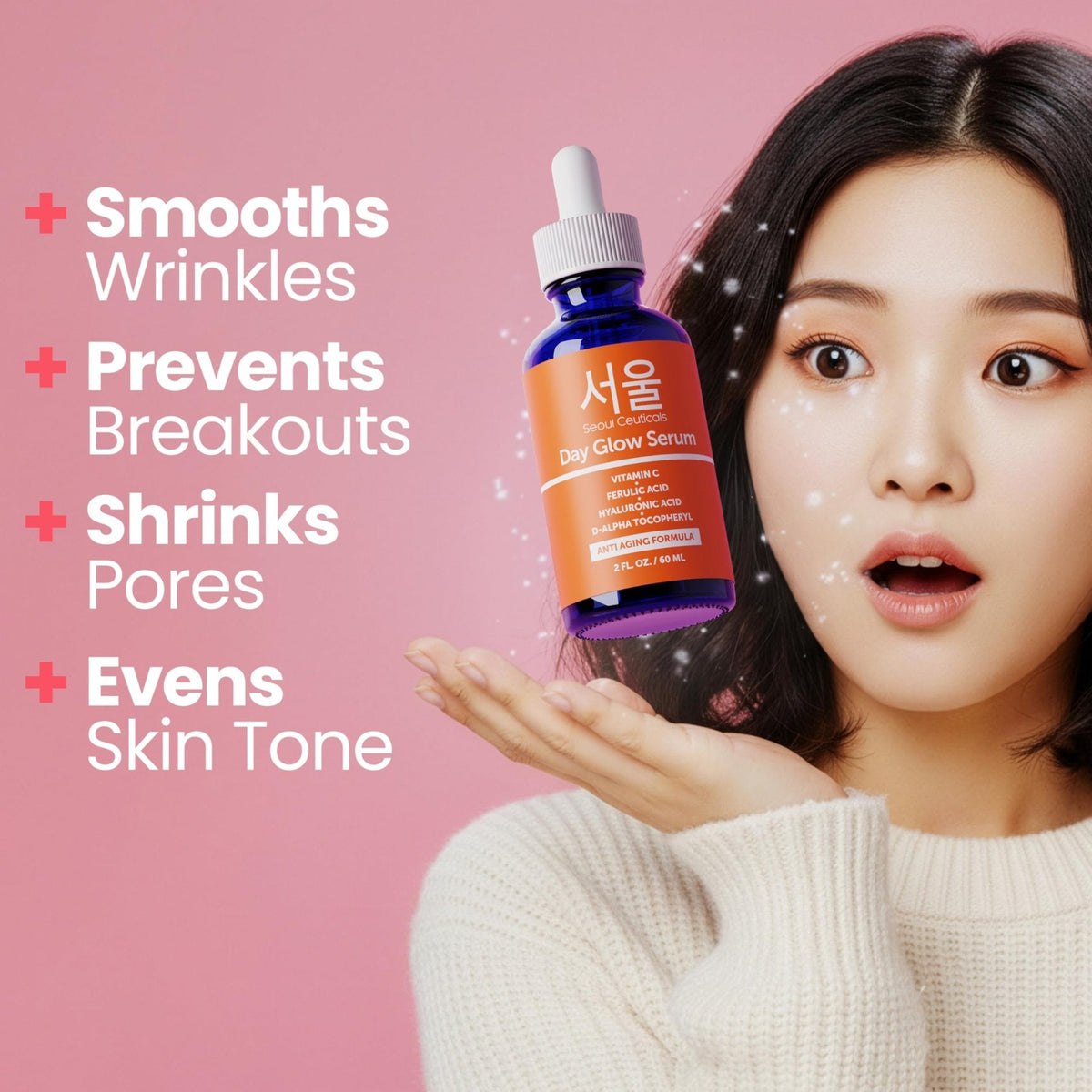 SeoulCeuticals Korean Skin Care 20% Vitamin C Serum for Face + CE Ferulic