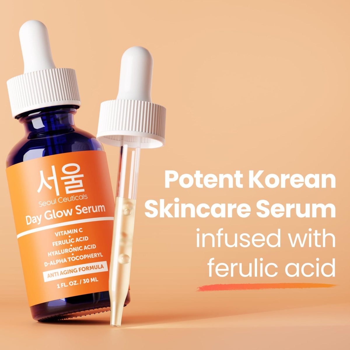 SeoulCeuticals Korean Skin Care 20% Vitamin C Serum for Face + CE Ferulic