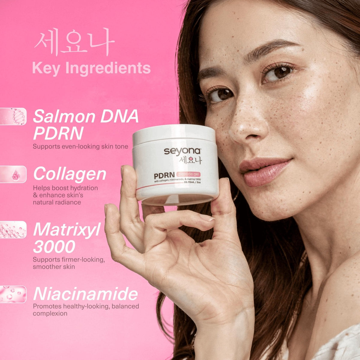 Seyona Advanced PDRN Peptide Gel – Salmon DNA Collagen Moisturizer with Matrixyl 3000, Niacinamide & Peptide Complex – Lightweight Korean Skincare Beauty Face Gel for Firm, Radiant-Looking Skin – 2oz