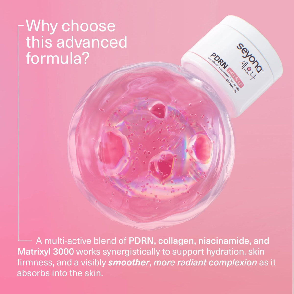 Seyona Advanced PDRN Peptide Gel – Salmon DNA Collagen Moisturizer with Matrixyl 3000, Niacinamide & Peptide Complex – Lightweight Korean Skincare Beauty Face Gel for Firm, Radiant-Looking Skin – 2oz