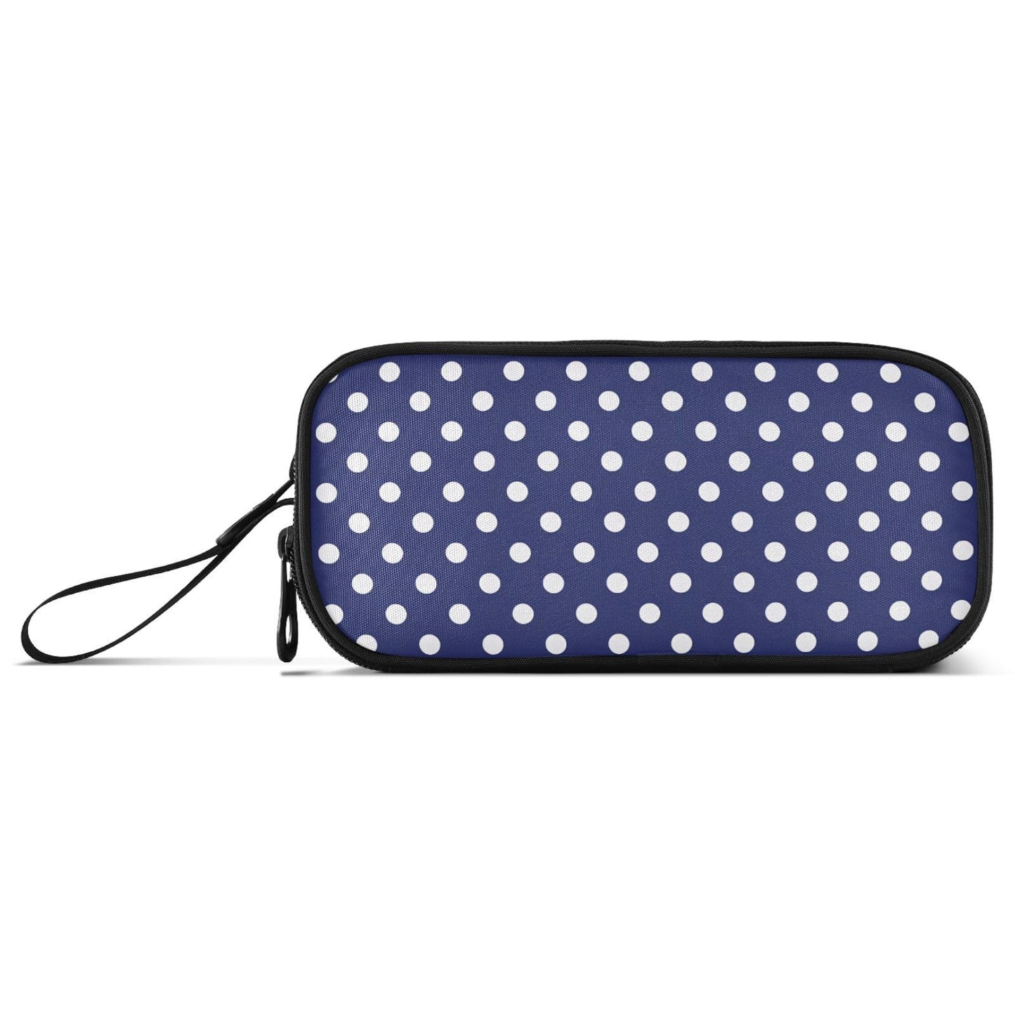 Sgojhrv Big Capacity Pencil Case Cute Navy Blue White Polka Dot Large Pencil Pouch Stationery Pen Bag for School Teen Girl Boy