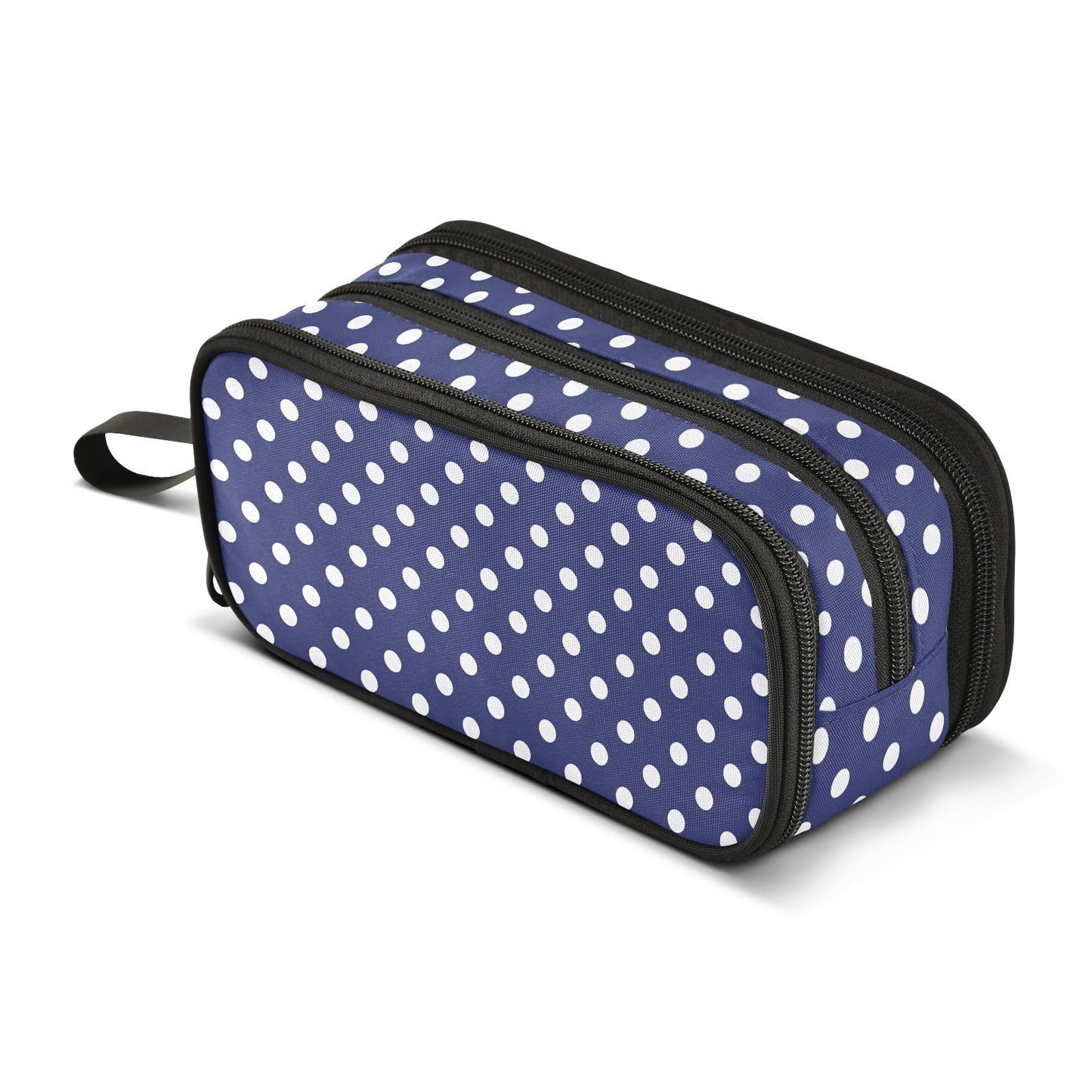 Sgojhrv Big Capacity Pencil Case Cute Navy Blue White Polka Dot Large Pencil Pouch Stationery Pen Bag for School Teen Girl Boy