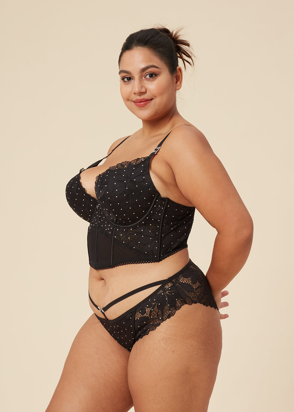 SHARON Plus Sexy Black Lace Brief Panties