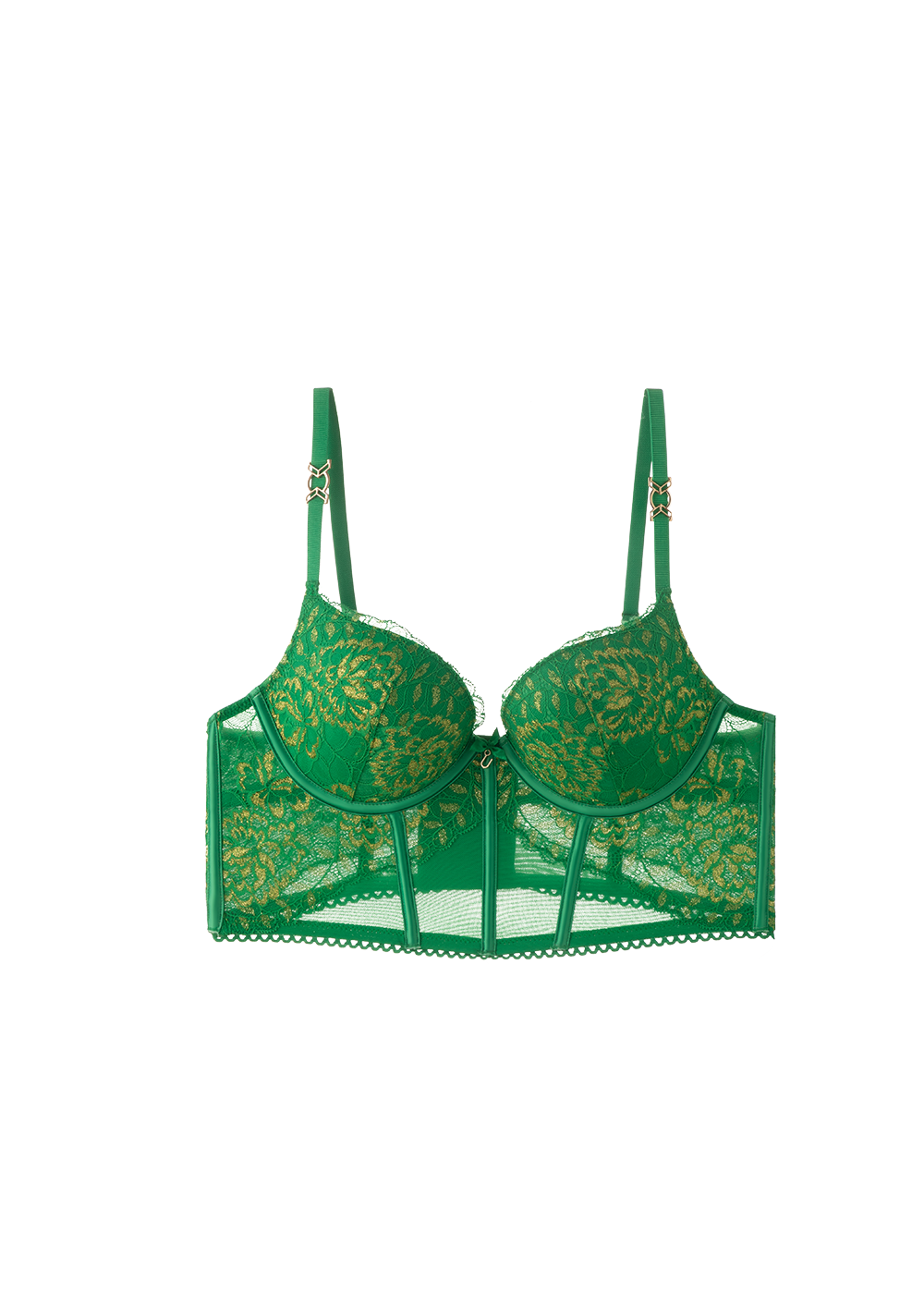 SHARON Plus Sexy Push-Up Mesh Corset Long Demi Bra