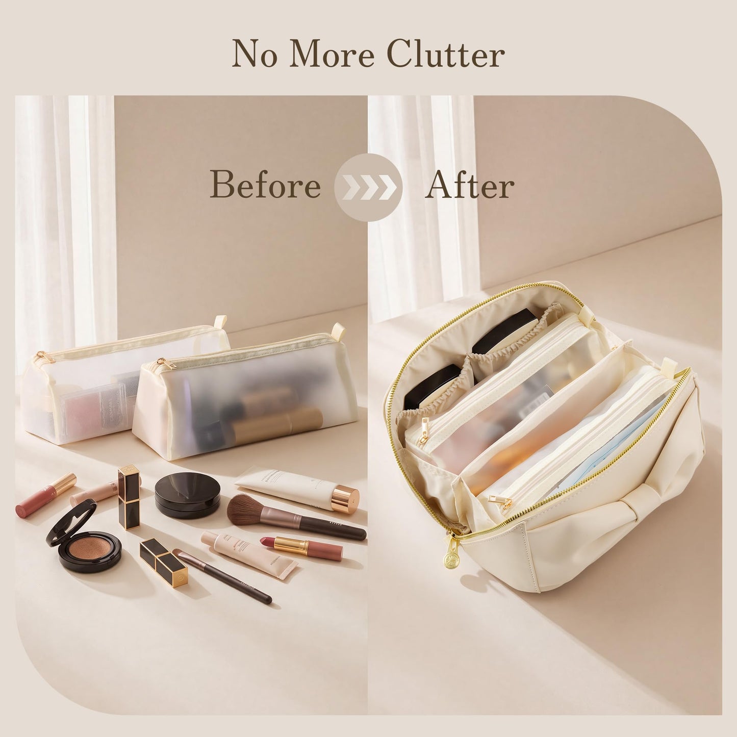 SHOWKOO Cosmetic Bag for Women, WideOpen Travel Makeup Bag with Compartment