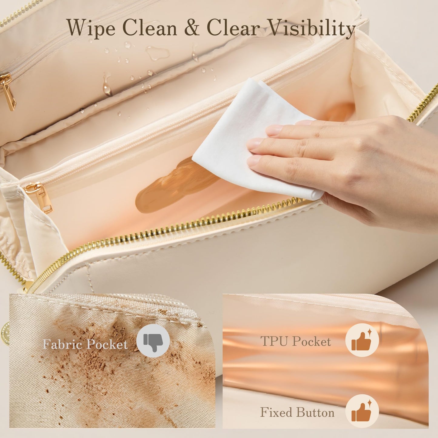 SHOWKOO Cosmetic Bag for Women, WideOpen Travel Makeup Bag with Compartment