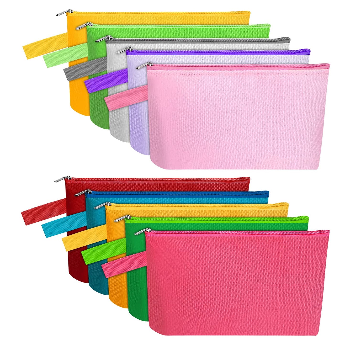 Sinzip 10 Pieces Cotton Canvas Makeup Bag with Bottom and Strap, Multi-Purpose Cosmetic Bag with Zipper Travel Toiletry Pouch, Blank DIY Craft Bag (Multicolor 02, S)