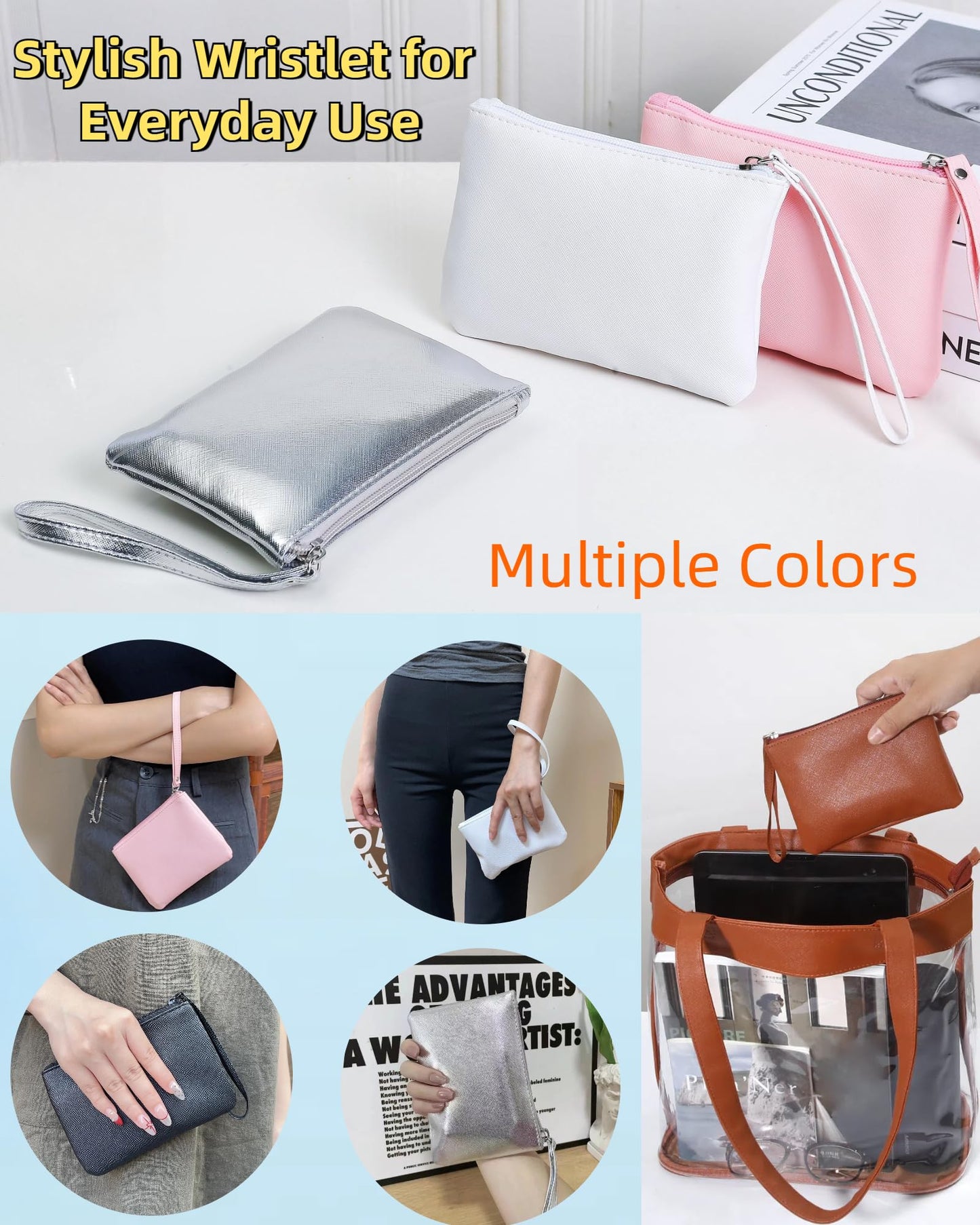 Small Makeup Bag for Purse Mini Cosmetic Pouch Zipper Little Wristlet, Tiny Make Up Organizer Lipstick Feminine Product Car Change Coin Holder for Women, 4.5 x 6.5 Clutch Stadium Approved, 1 Red
