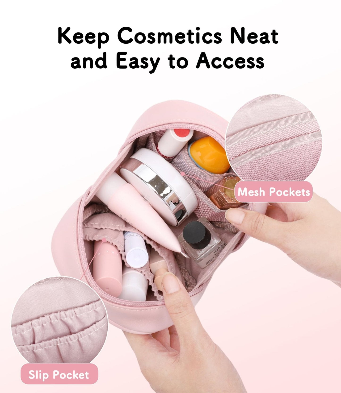 Small Makeup Bag for Purse,Mini Cosmetic Pouch with Inner Pockets for Women