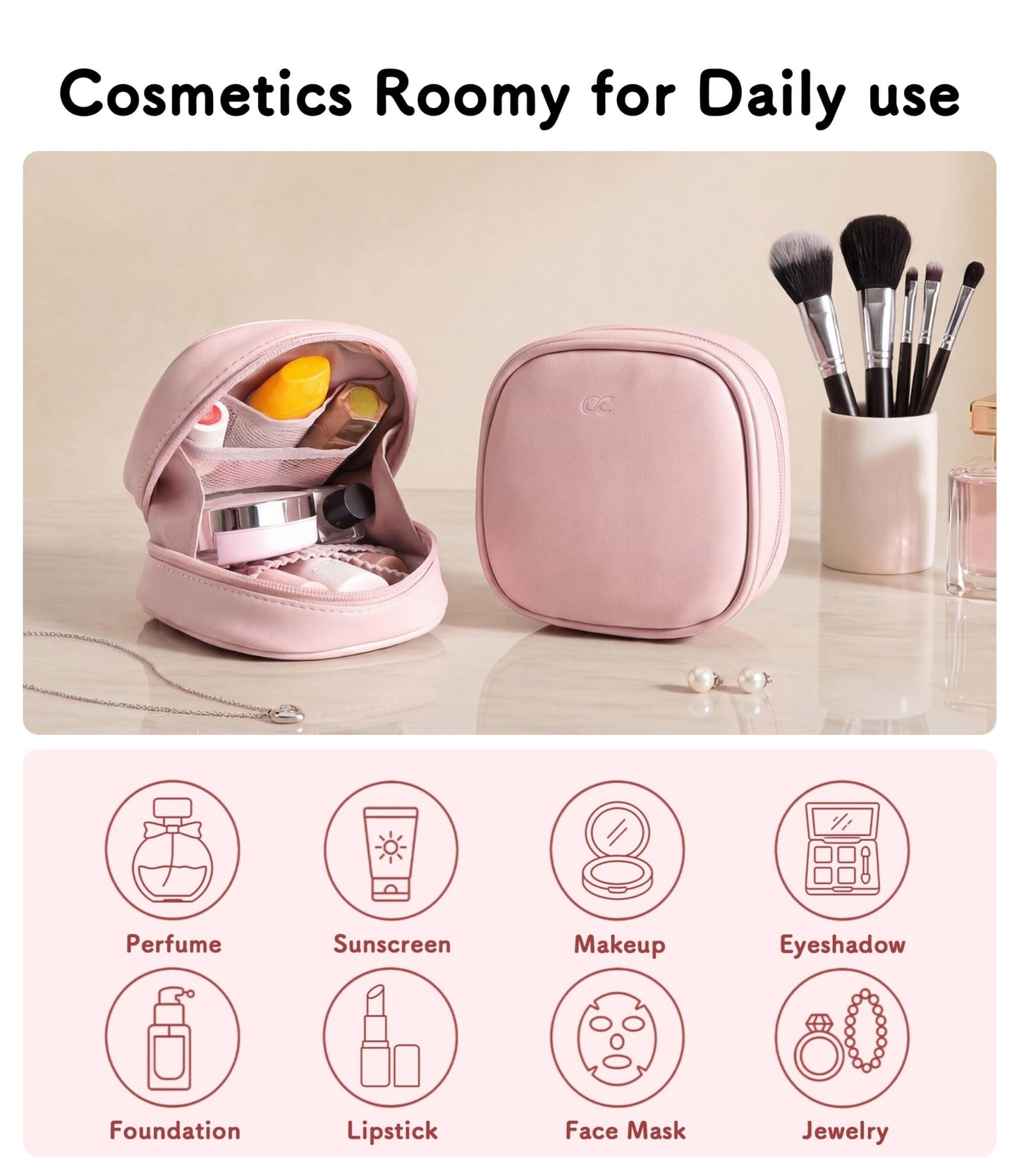 Small Makeup Bag for Purse,Mini Cosmetic Pouch with Inner Pockets for Women